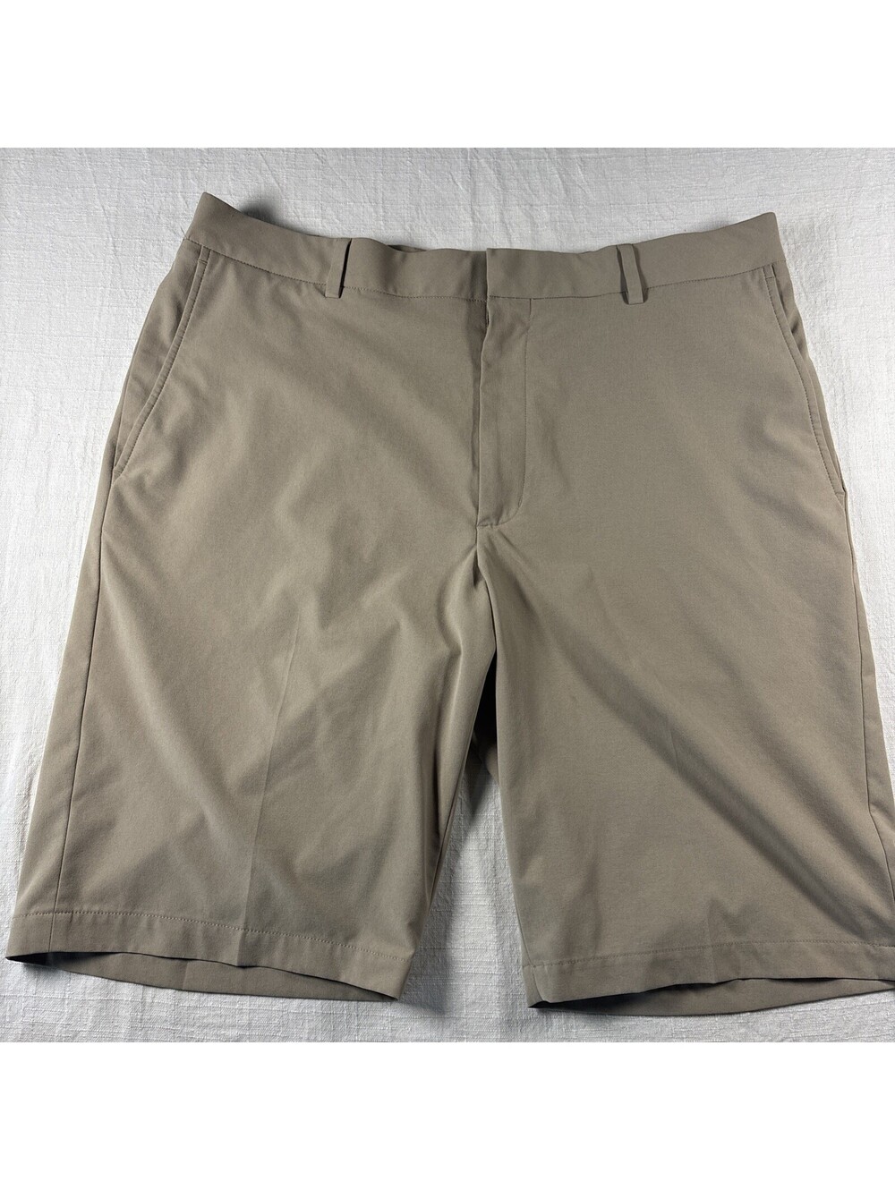 Walter Hagen Clubhouse Linen Shorts Mens 36 Khaki Flat Front Golf